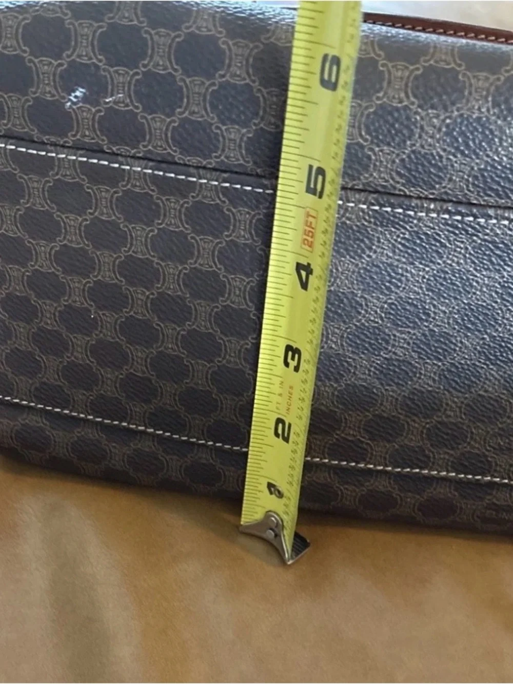 CELINE PVC Leather Mini Boston Bag Brown Camel Macadam Vintage - Picture 14 of 15